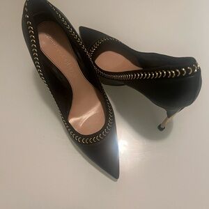 Alexander McQueen Black Heels with Gold Accents